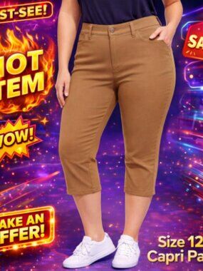 TIME AND TRU Women's Tan Hi-rise Denim Pull-on Jegging Pants L (12-14) Stretch